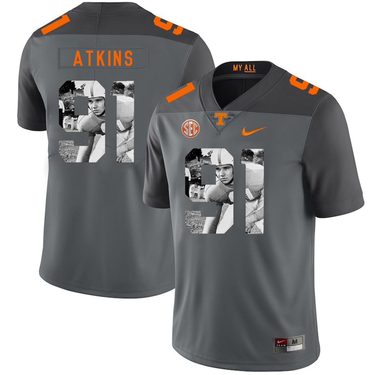 Men Tennessee Volunteers 91 Atkins Grey Fashion Edition Customized NCAA Jerseys